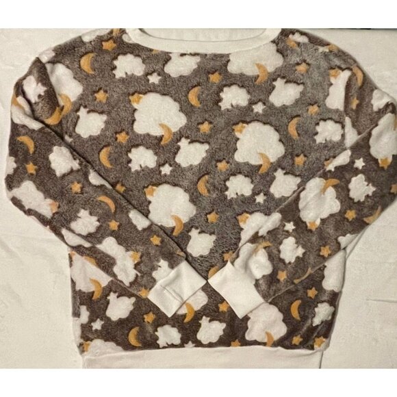 Fluffy Fleece Cloud & Moon Pattern Sweatshirt - Picture 8 of 8